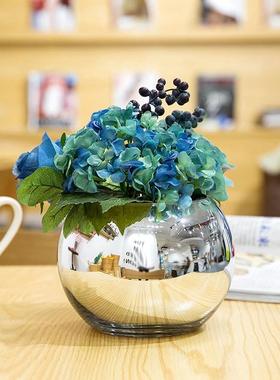 欧式圆球金色花瓶白黑银水养插花桌面圣诞节电镀镜面圆形摆件花瓶