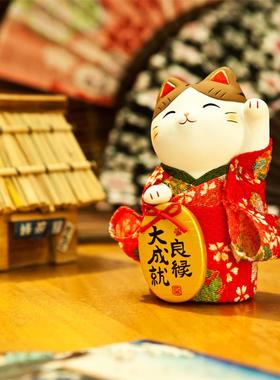 新款日招本药师窑福袋财猫陶瓷摆件意创开可爱生日结婚业礼品车载