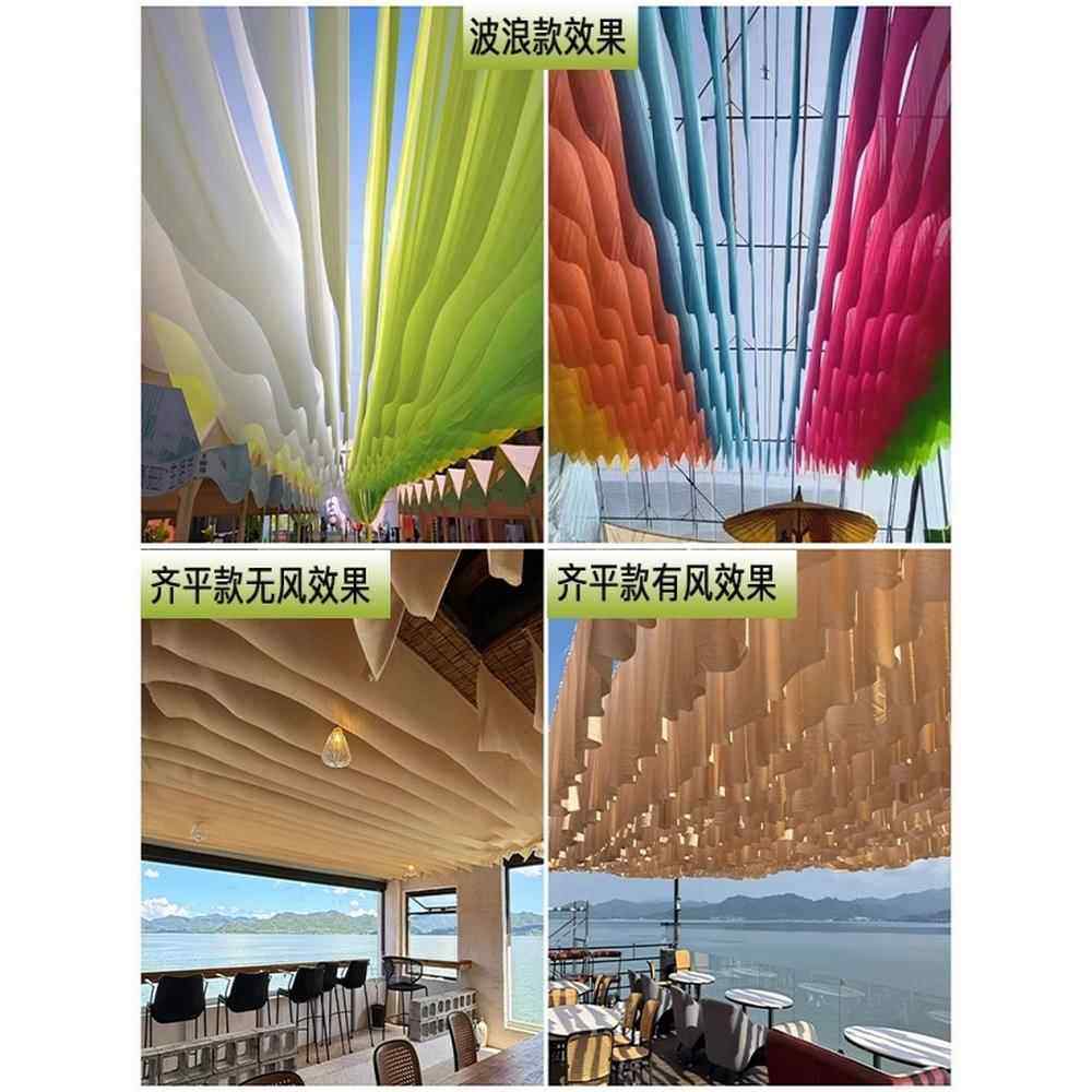 网红吊顶纱幔户外风动纱幔海边餐厅装饰布幔景区纱幔波浪款式纱幔,淘宝优惠券,粉丝福利购,淘宝优惠卷