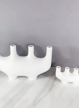 台现代简约树脂四烛台摆烛光件晚餐道具烛蜡烛头家居装饰6116品摆