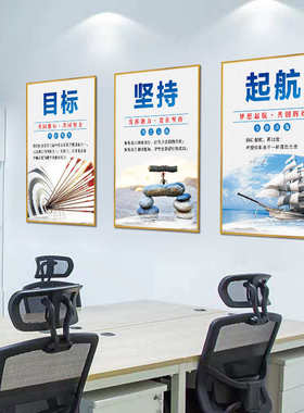 办公室墙面装饰画企业文化墙挂画公司励志海报会议室标语有框壁画