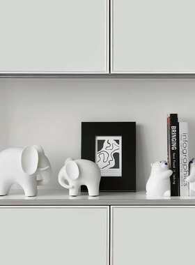 吉祥新房白色陶瓷大象摆件动物玄关客厅家居样板房间装饰乔迁软装