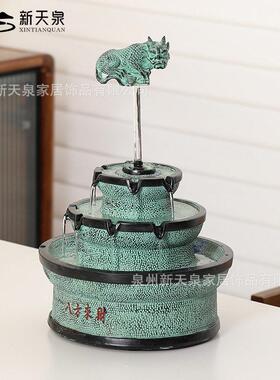貔貅桌面流水摆件循环水公室客厅茶桌加湿风水球招财装饰