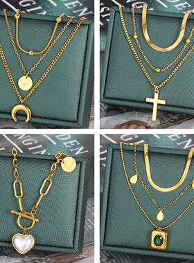 Trend Stainless Steel Multilayer Necklace Thicken Heart