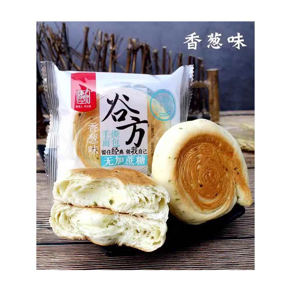 康泉咸味椒盐味手撕面包无加蔗糖零食品饱腹餐香葱味早餐面包代餐