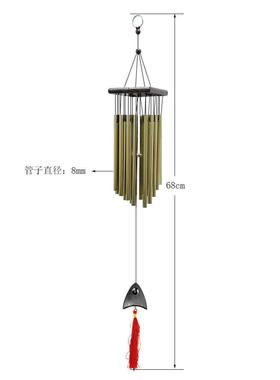 外贸年年有鱼木质古铜风铃挂饰金属多管装饰挂件鱼头风铃