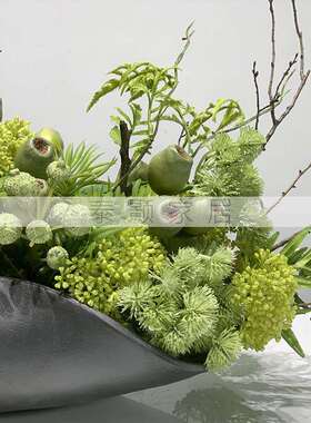 新中式仿真花艺售楼处酒店客厅茶几玄关干花造型装饰桌面创意摆件