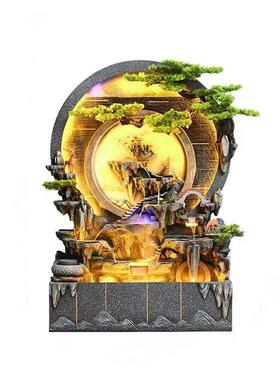 风水轮假山流水喷泉招财摆件客厅循环水落地开业礼物办公室装饰品