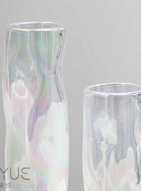 曲面不规则炫彩琉璃花瓶现代简约样板间民宿客厅书房台面软装摆件