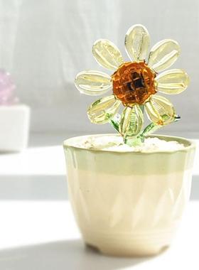 山东淄博博山琉璃玻璃小摆件多肉盆栽装饰品陶瓷办公桌装饰仙人掌