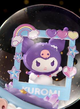 大号自动飘雪水晶球音乐盒儿童女孩生日礼物发光八音盒家居装饰品