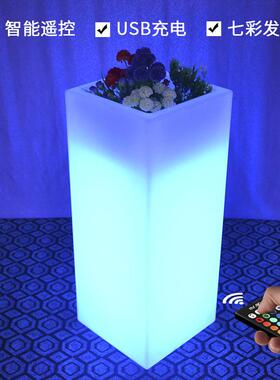 发光花盆容器室外花园商场装饰创意盆园艺发方形LEDLED绿植