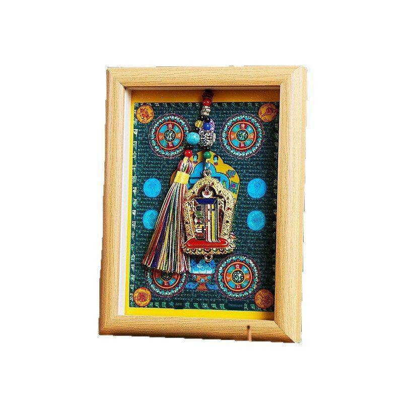 山城文创|藏五路财神纳福相框办公画册桌面唐卡朱砂实木摆件,淘宝优惠券,粉丝福利购,淘宝优惠卷