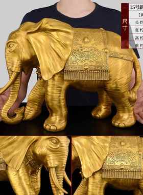 高档黄铜大品象摆件一对吸象客厅电视水柜办公大室门口铜象工艺特