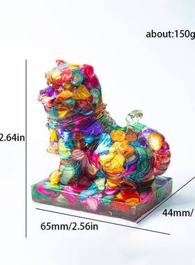 树脂天然水晶老摆件威猛虎晶瞳镶嵌家居公虎爷工艺办室 装饰摆件