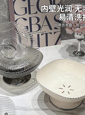 高脚水果盘茶点盘酒店专用盘子甜品台摆件高级感大容量零食盘家用