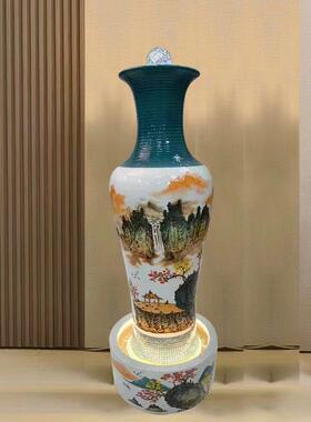 陶瓷流水喷泉循环水水景鱼缸装饰简约现代办公室客厅招财风水摆饰