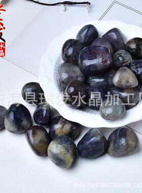 天然堇青石滚石血滴堇青石原石打磨石鱼缸石盆栽装饰跨境热销