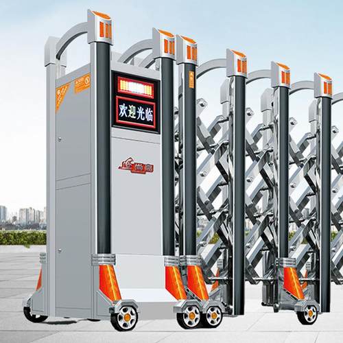 不锈钢电动伸缩门学校工厂推拉折叠收缩自动工厂大门伸缩门电动门 - 图0