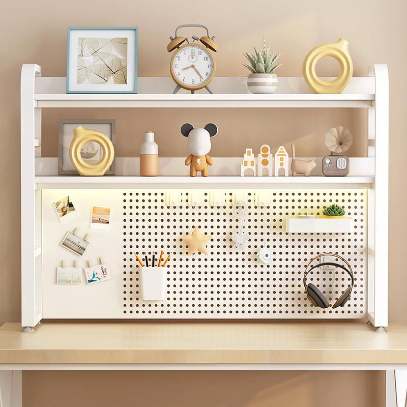 Desktop storage shelf office desk multi-layer bookshelf iron table student computer desk storage hole board bookshelves