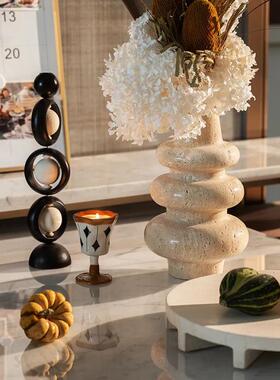 中古样板间餐厅客厅原木风木质烛台梳妆台氛围感软装饰摆件工艺品