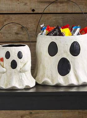 新品万圣节装饰幽灵花瓶可爱零食桶家居气氛节日工艺品小摆件