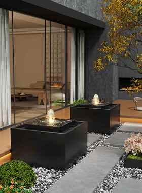 不锈钢鱼池池景观泉水堆叠瀑布出口庭院花园循环水装饰品