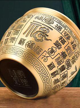 新款直销纯铜缸摆件百福缸招财铜缸烟灰缸小聚宝盆精品铜摆件家居