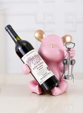 北欧创意暴力熊红酒架乔迁新居家居客厅酒柜摆件KTV吧台装饰品