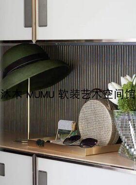 样板间玄关镂空柜子帽子软装饰品组合摆件道具轻奢绿色主题大牌风