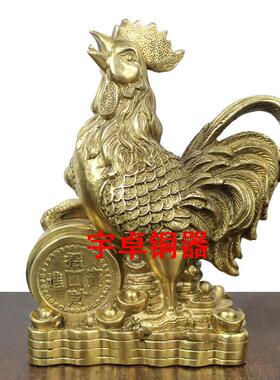 纯铜鸡黄铜公鸡踩钱鸡生肖鸡工艺品摆件