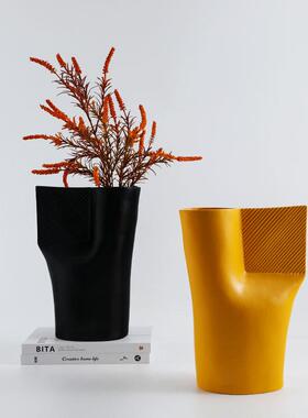 现代简约创意烙印树脂花器摆件客厅玄关书房卧室办公室家居装饰品