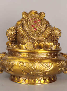 纯铜金蟾 聚宝盆金蟾 家居办公室金属工艺品摆件厂家