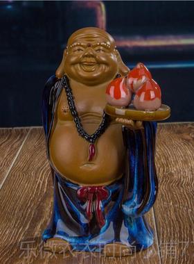 新款品石湾公仔客装饰精陶瓷摆件收藏厅送礼品佛像摆件弥勒佛春风