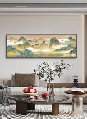 新中式客厅沙发背景墙壁画高级感千里河山横款挂画卧室床头装饰画