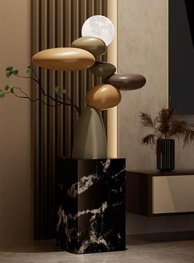 麓r轻奢石来运转落地摆件客厅高级感电视柜沙发旁夜灯装饰品乔迁