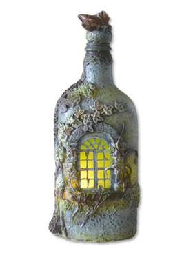 跨境新款万圣节幽灵古堡摆件发光创意酒瓶花园装饰庭院树脂工艺品