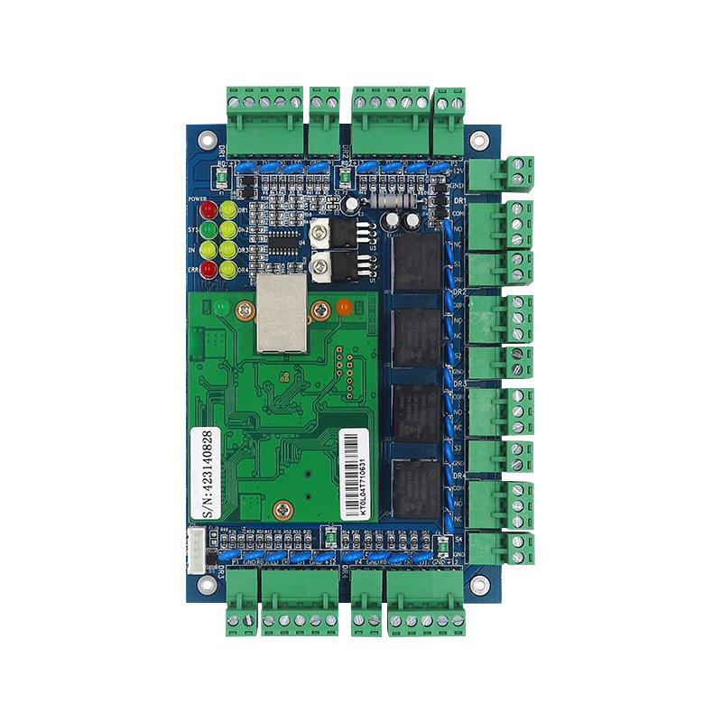 Two-year warranty. Factory direct sales. TCP device. Single and double four-door access control. Supports interlocking attendance password anti-passback.