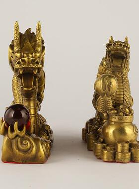 铜龙摆件生肖龙汗铜龙聚宝宝盆龙祥龙艺255献器工品
