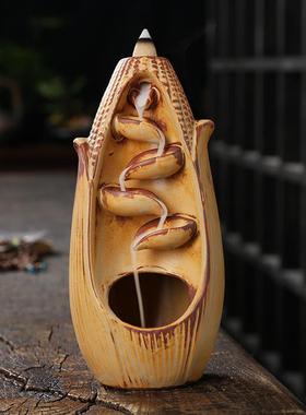 倒流香炉陶瓷新款创意家用室内摆件年年有余左右逢源檀香炉回流香