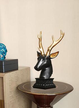 正品现代创意新中式鹿头摆件高端大气居电视柜关公办室装玄饰家工