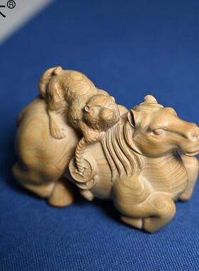 小叶黄杨木雕摆件实木封玩雕工艺手马上封猴工中式文手把件刻马上