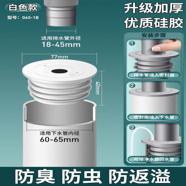 下水管防返臭神器洗手盆池密封圈厨房洗菜盆排水管道硅胶塞堵口器,淘宝优惠券,粉丝福利购,淘宝优惠卷