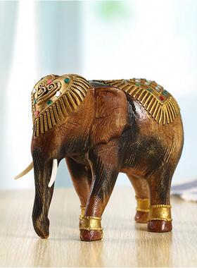 泰国实木雕刻大象客厅装饰摆件创意家居饰品电视柜风水象开业礼品