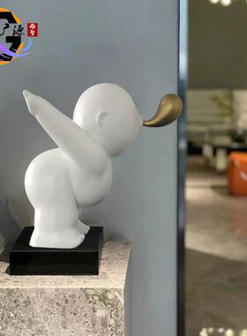 抽象吹泡泡人物雕塑酒店大堂装置艺术样板房软装饰品大型落地摆件