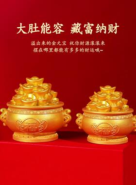 齐奇福运聚宝盆摆件树脂工艺品招财聚财摆件玄关办公工位装饰礼品