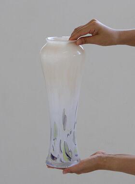 厂家直销中古风玻璃简约奶玉色插花家居花瓶摆件礼品餐桌花瓶装饰