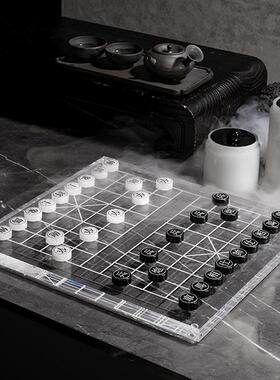 现代简约创意国风黑白棋子中国象棋摆件办公室茶室客厅软装饰品