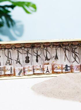 四色十00二星座玻璃许愿瓶装玻璃艺工木套塞字 条漂流瓶情侣幸运