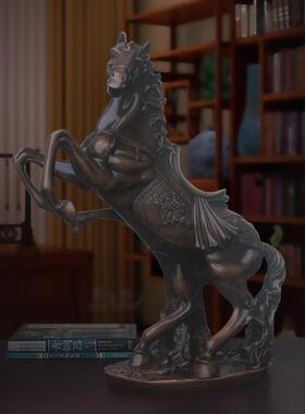 马到成功仿檀木树脂工艺品摆设客厅办公室装饰品乔迁开业礼品招财